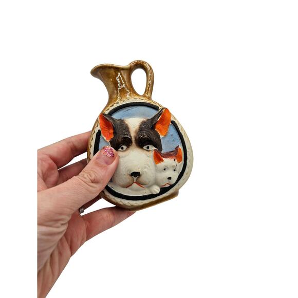 Vintage Souvenir Mineral Wells Terrier Dogs Ceramic Bottle Jug - Picture 5 of 5